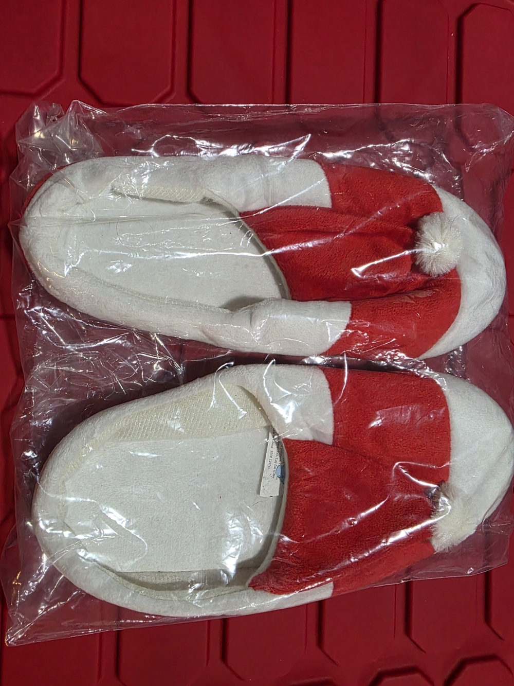 Santa Claus Red and White Slip-On Plush Slippers
